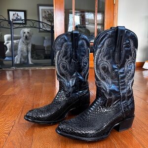 JB dillon black snakeskin cowboy boots
